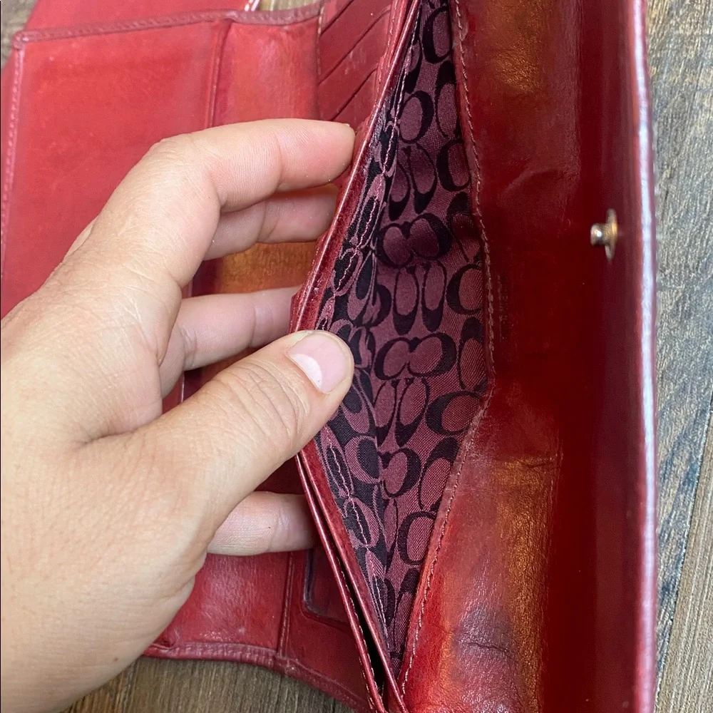 Coach Burgundy Leather Clutch - Picture 7 of 15